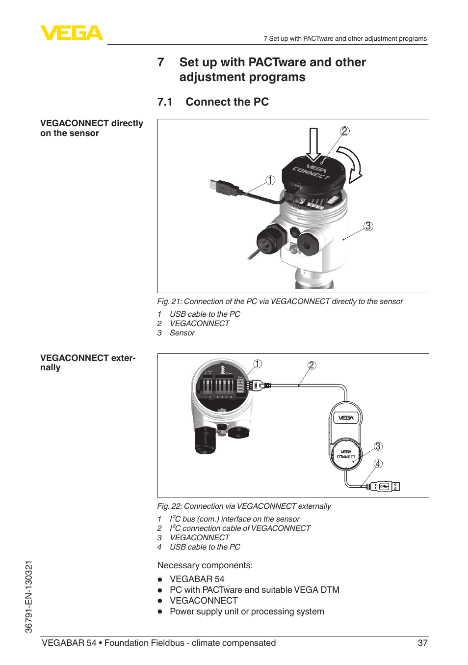 1 connect the pc | VEGA VEGABAR 54 Foundation Fieldbus - climate compensated User Manual | Page 37 / 72