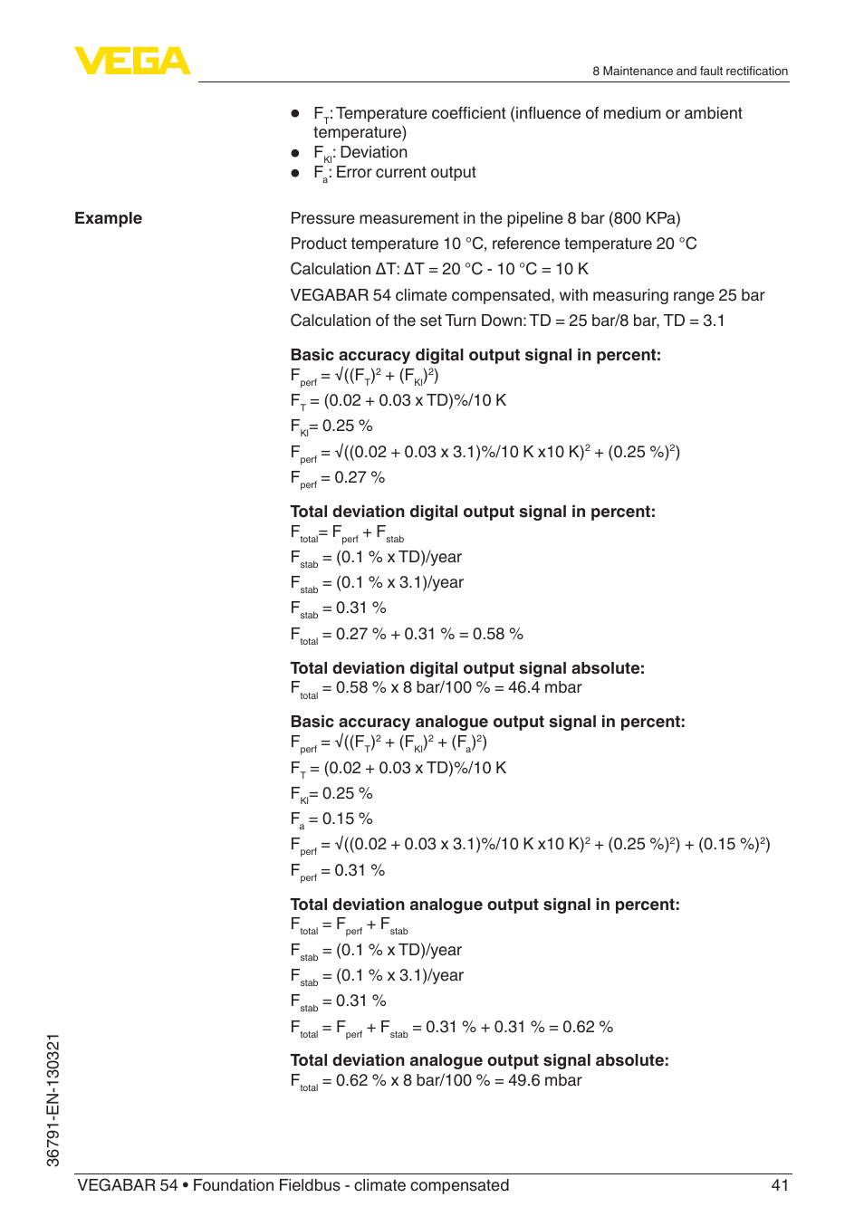 VEGA VEGABAR 54 Foundation Fieldbus - climate compensated User Manual | Page 41 / 72