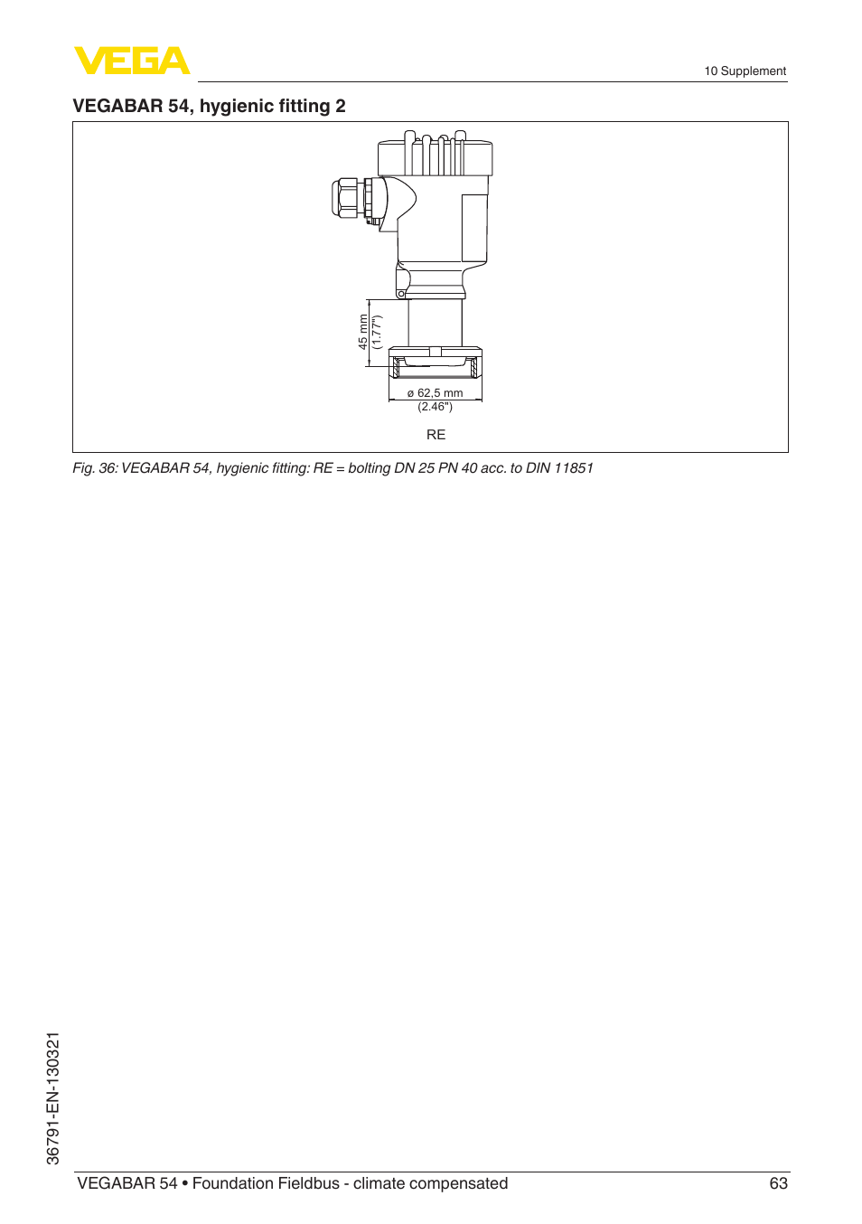 Vegabar 54, hygienic fitting 2 | VEGA VEGABAR 54 Foundation Fieldbus - climate compensated User Manual | Page 63 / 72