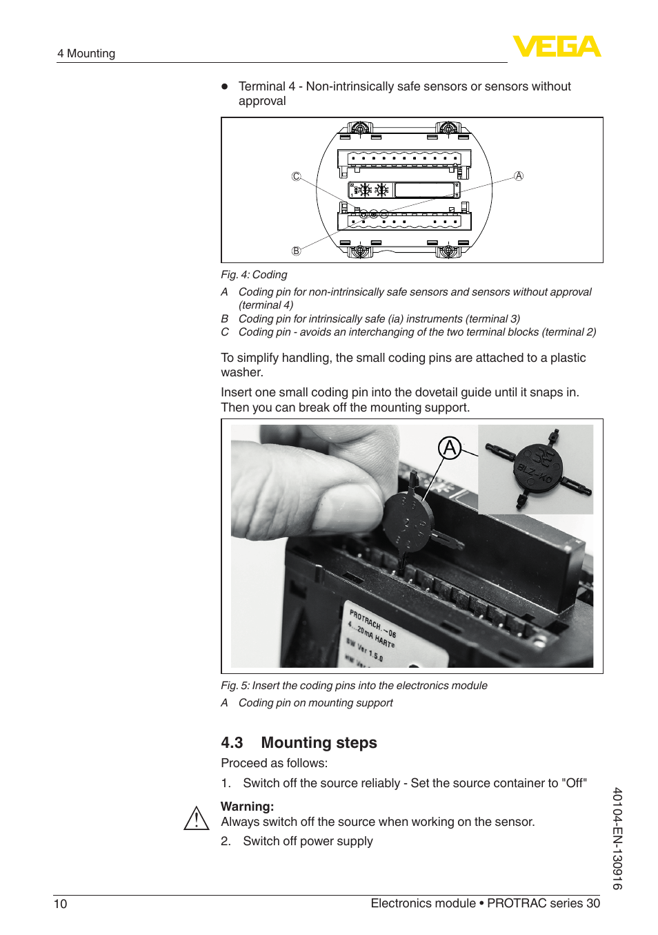 3 mounting steps | VEGA PROTRAC series 30 Electronics module User Manual | Page 10 / 24