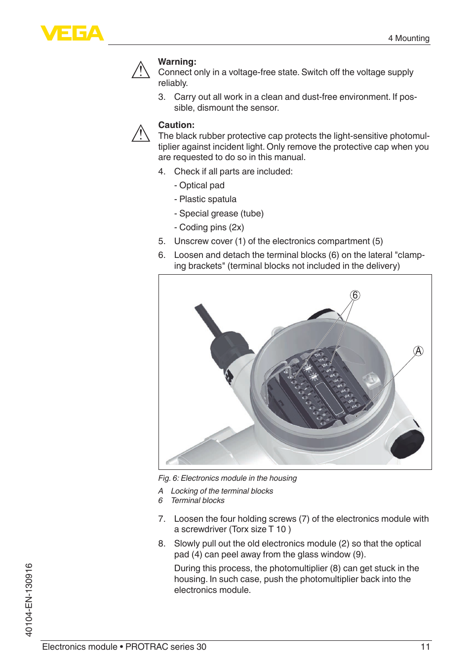 VEGA PROTRAC series 30 Electronics module User Manual | Page 11 / 24