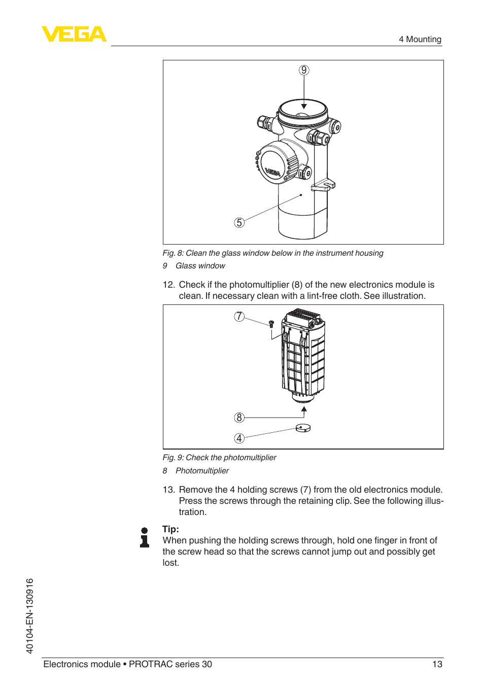 VEGA PROTRAC series 30 Electronics module User Manual | Page 13 / 24