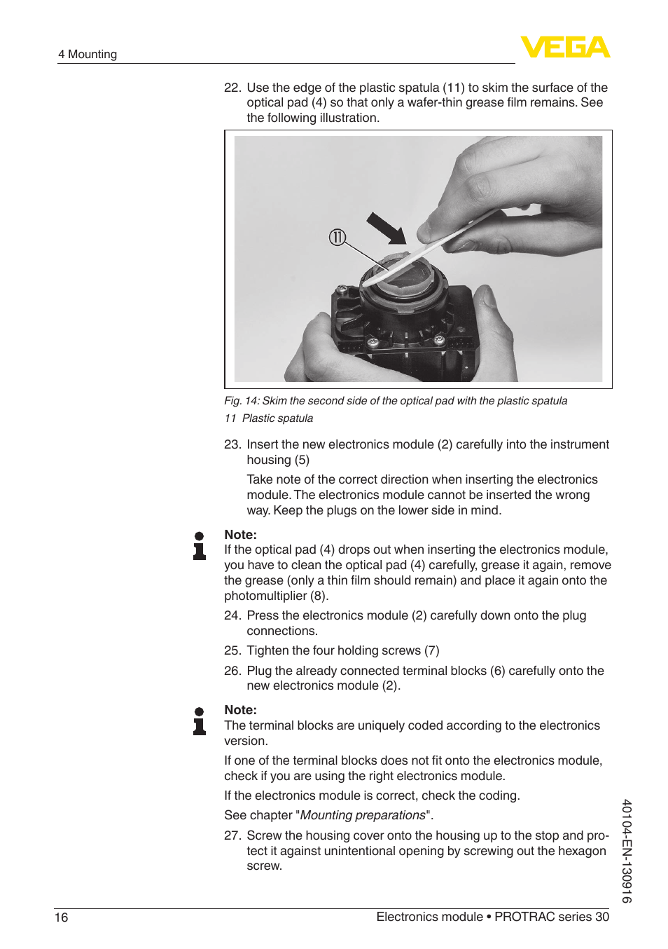 VEGA PROTRAC series 30 Electronics module User Manual | Page 16 / 24