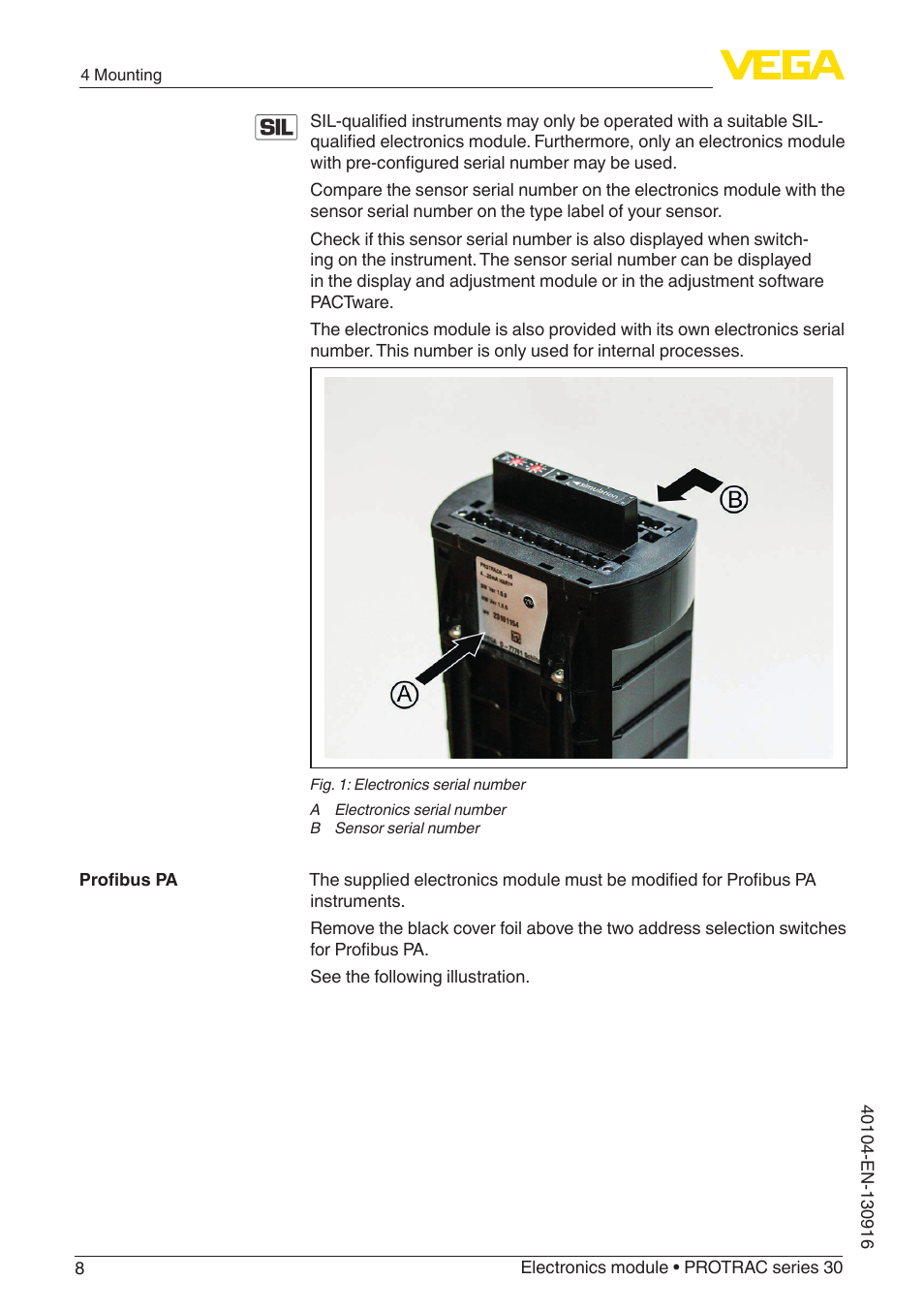 VEGA PROTRAC series 30 Electronics module User Manual | Page 8 / 24