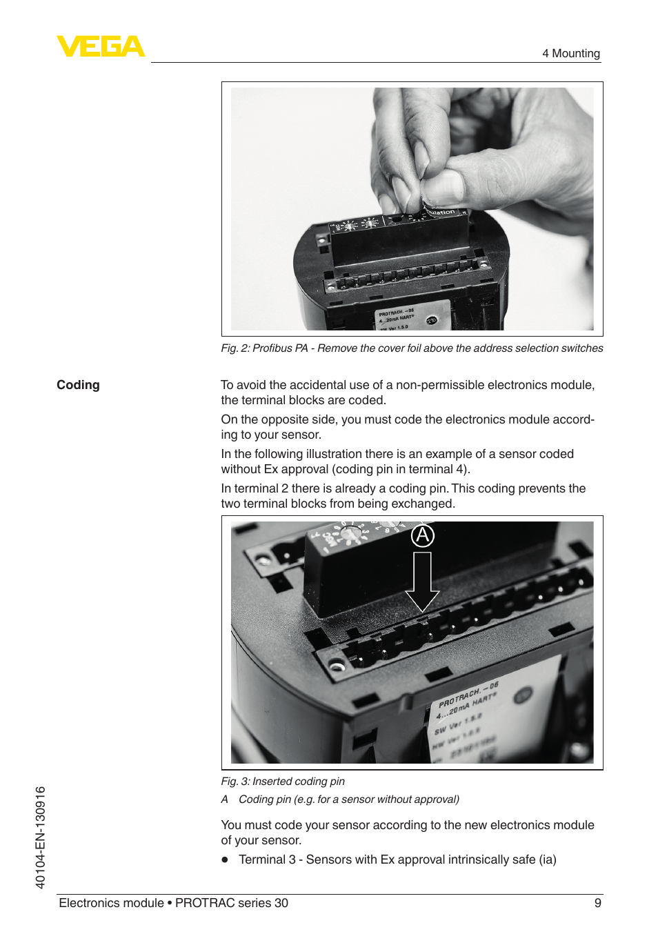 VEGA PROTRAC series 30 Electronics module User Manual | Page 9 / 24