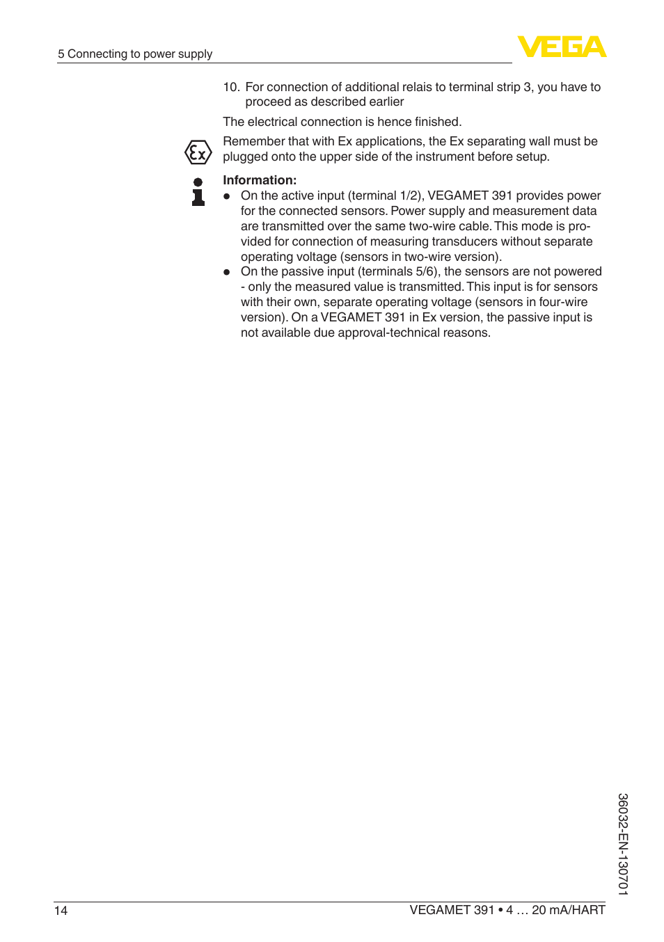 VEGA VEGAMET 391 4 … 20 mA_HART User Manual | Page 14 / 64