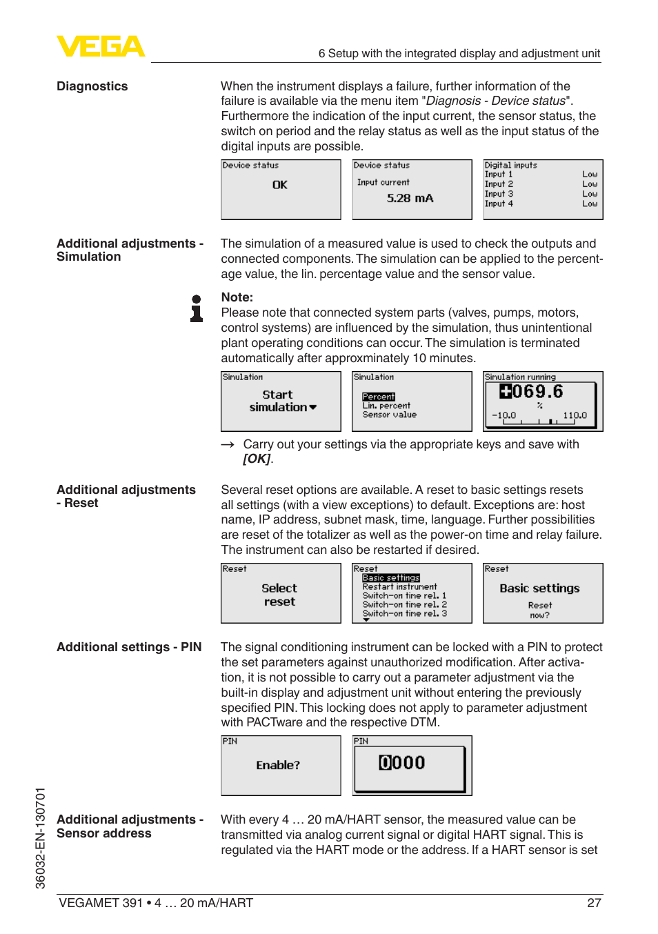 VEGA VEGAMET 391 4 … 20 mA_HART User Manual | Page 27 / 64
