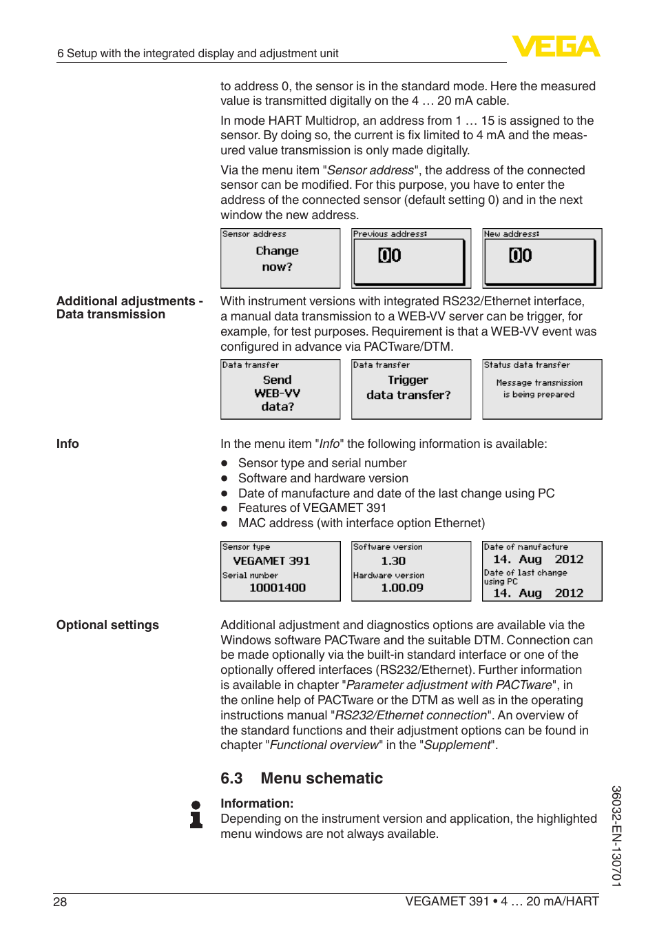 3 menu schematic | VEGA VEGAMET 391 4 … 20 mA_HART User Manual | Page 28 / 64
