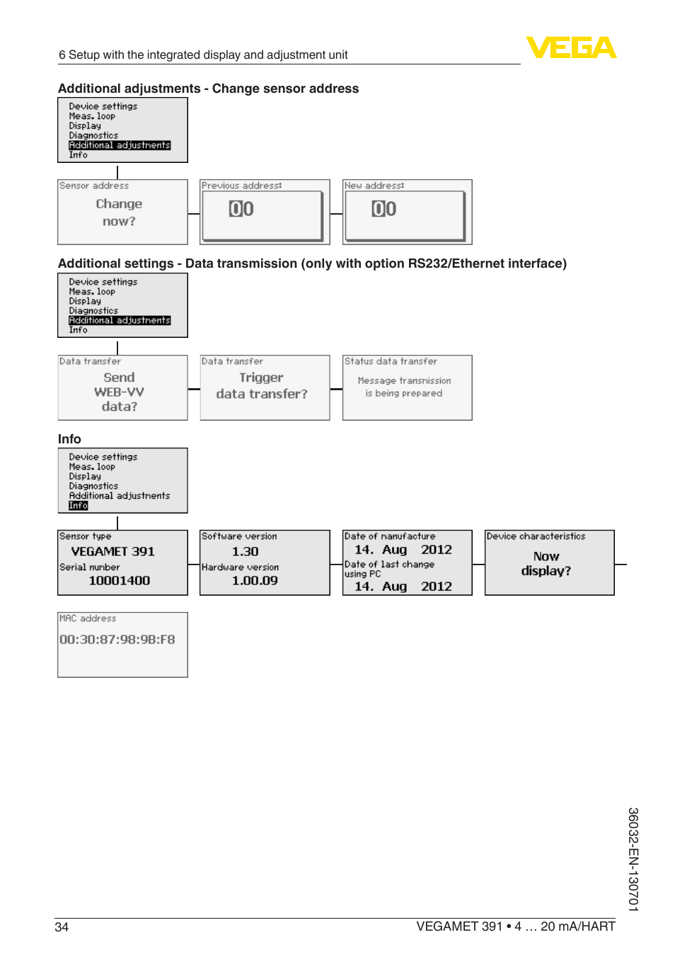 VEGA VEGAMET 391 4 … 20 mA_HART User Manual | Page 34 / 64