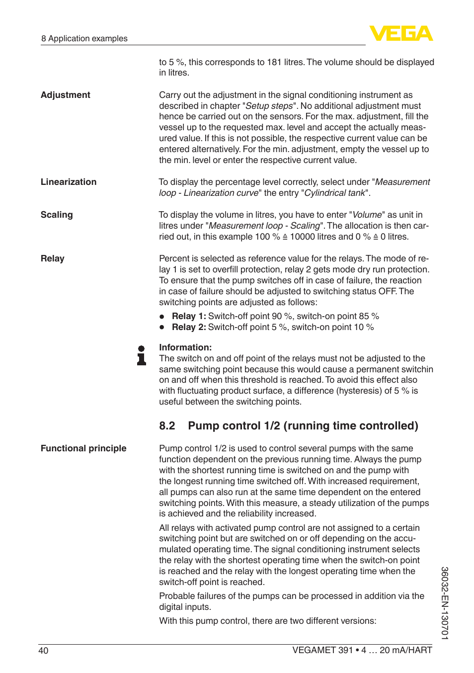 2 pump control 1/2 (running time controlled) | VEGA VEGAMET 391 4 … 20 mA_HART User Manual | Page 40 / 64