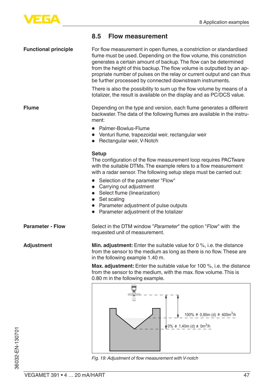 5 flow measurement | VEGA VEGAMET 391 4 … 20 mA_HART User Manual | Page 47 / 64