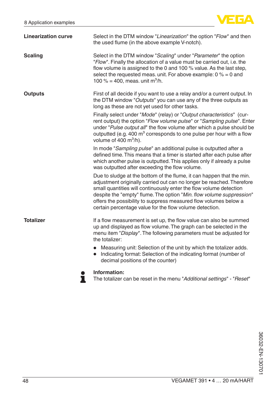 VEGA VEGAMET 391 4 … 20 mA_HART User Manual | Page 48 / 64