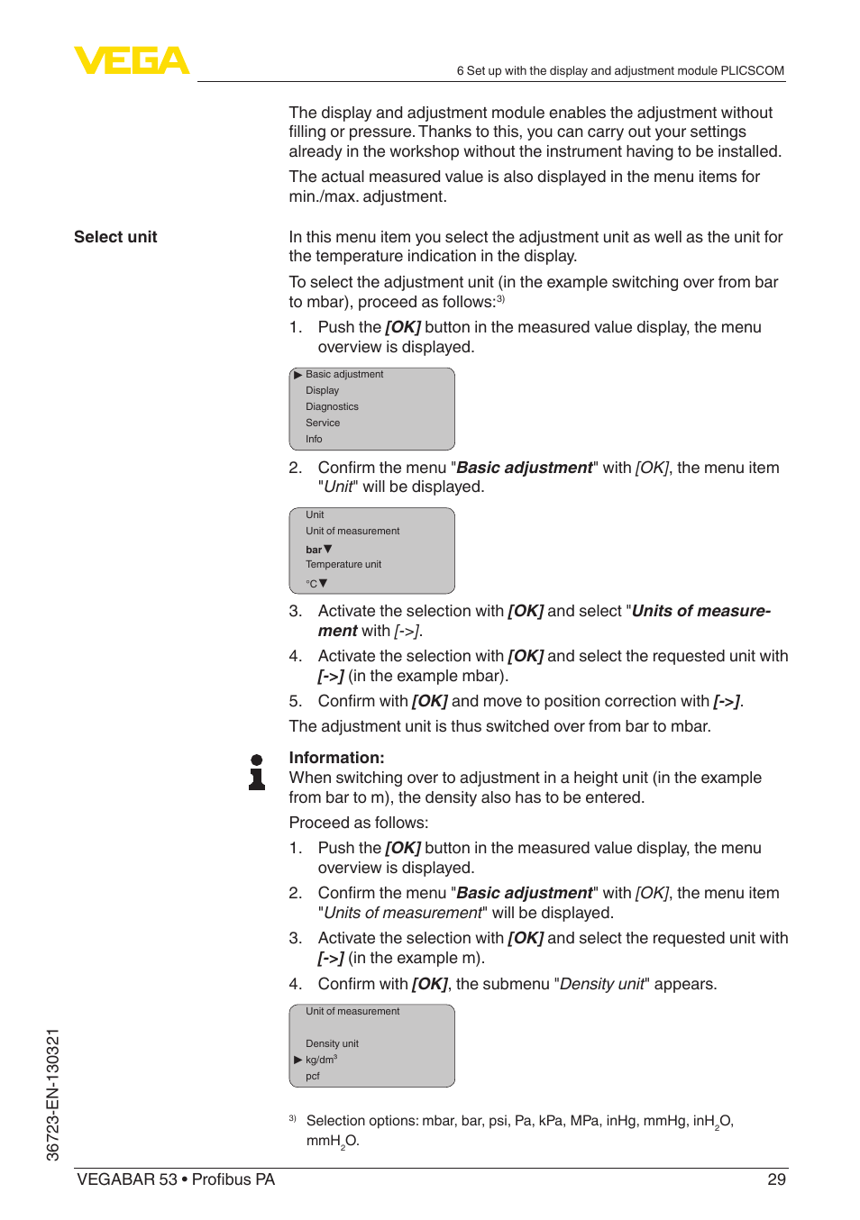 VEGA VEGABAR 53 Profibus PA User Manual | Page 29 / 68