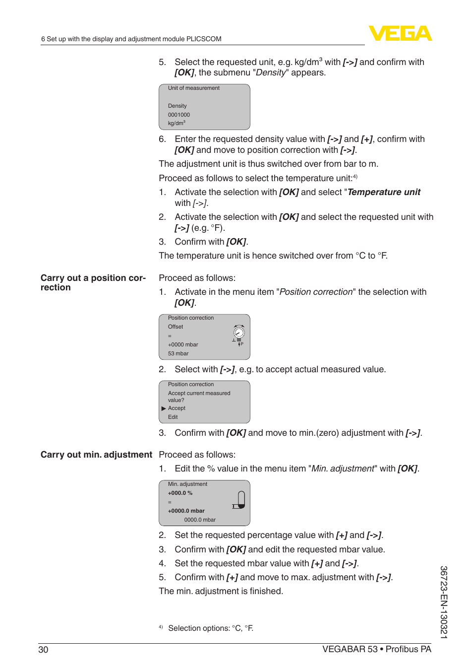 VEGA VEGABAR 53 Profibus PA User Manual | Page 30 / 68