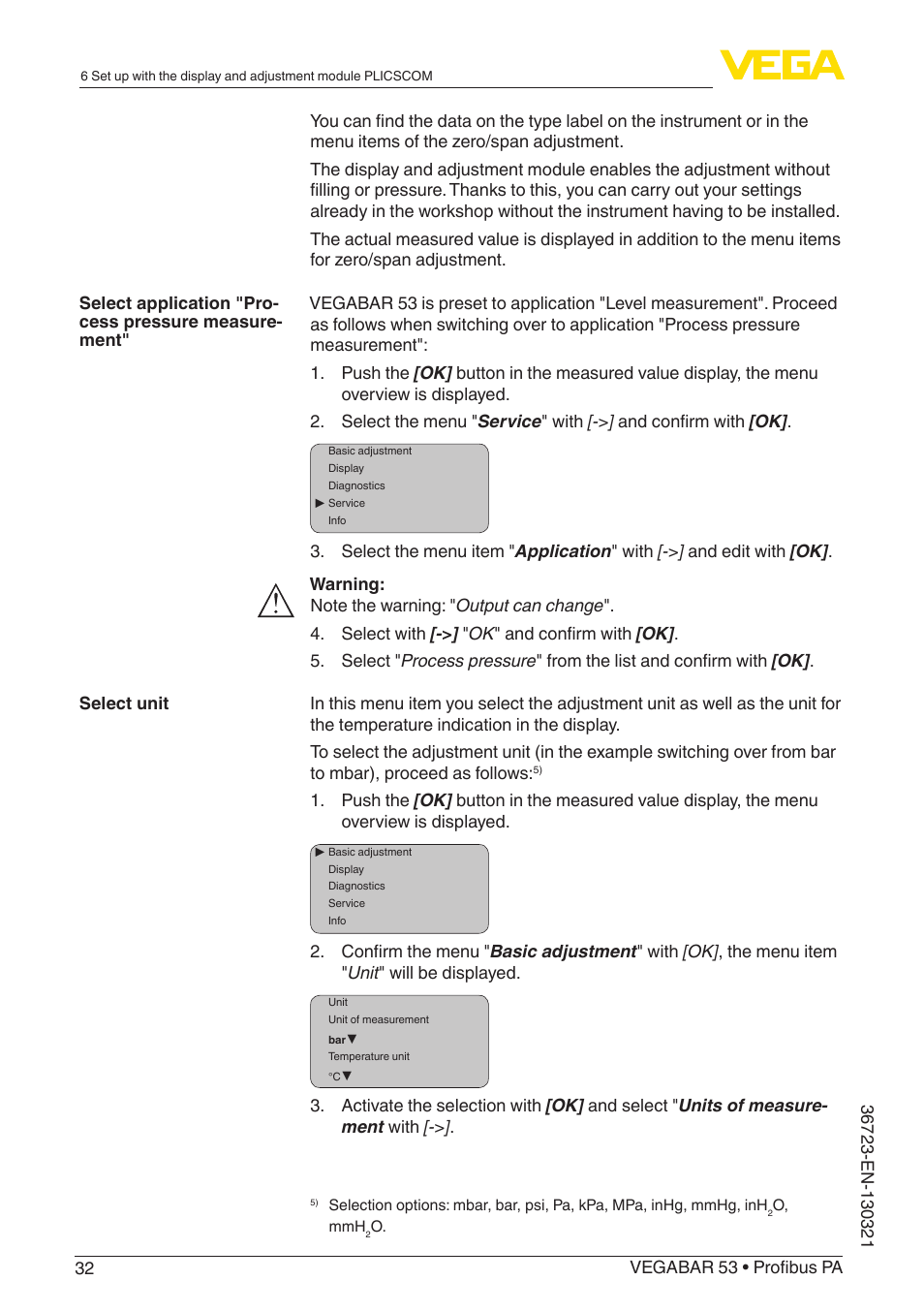 VEGA VEGABAR 53 Profibus PA User Manual | Page 32 / 68
