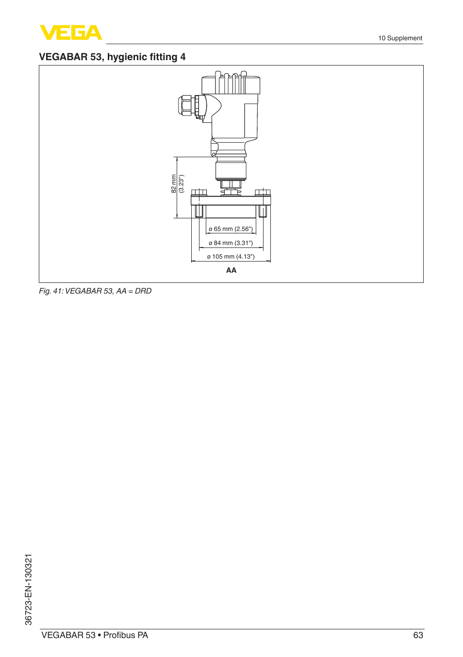 Vegabar 53, hygienic fitting 4 | VEGA VEGABAR 53 Profibus PA User Manual | Page 63 / 68