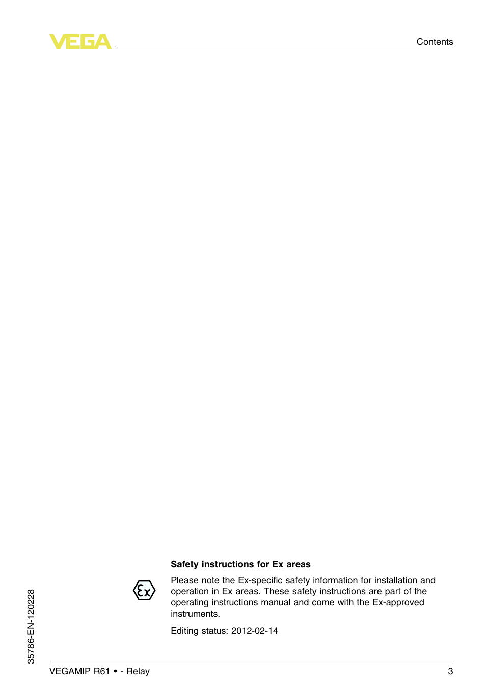 VEGA VEGAMIP R61 Receiving unit - Relay User Manual | Page 3 / 48