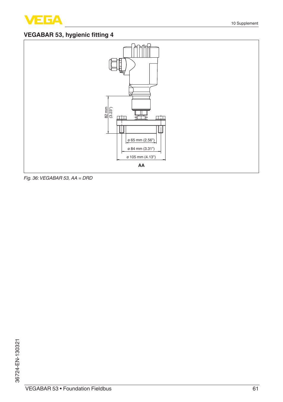 Vegabar 53, hygienic fitting 4 | VEGA VEGABAR 53 Foundation Fieldbus User Manual | Page 61 / 64