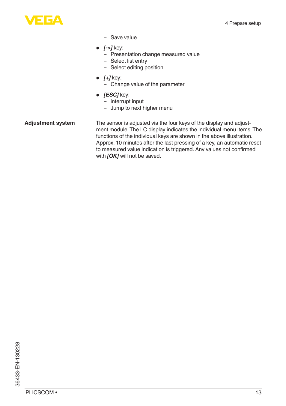 VEGA PLICSCOM User Manual | Page 13 / 44