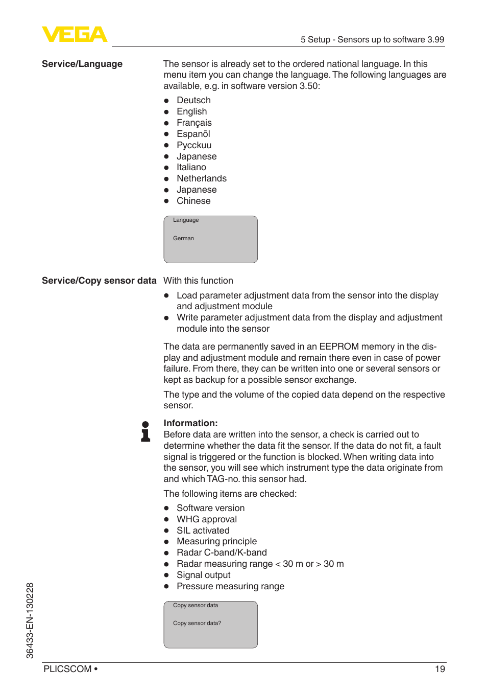VEGA PLICSCOM User Manual | Page 19 / 44