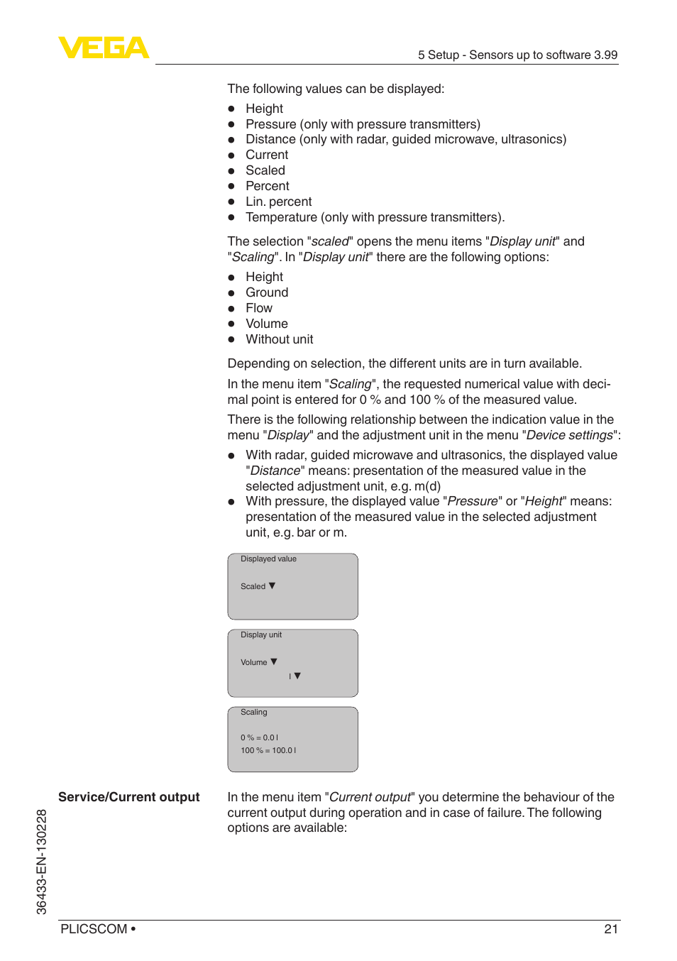 VEGA PLICSCOM User Manual | Page 21 / 44