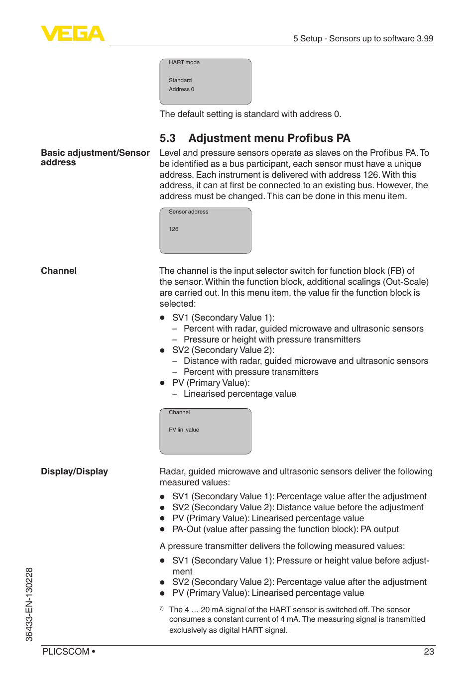 3 adjustment menu profibus pa | VEGA PLICSCOM User Manual | Page 23 / 44