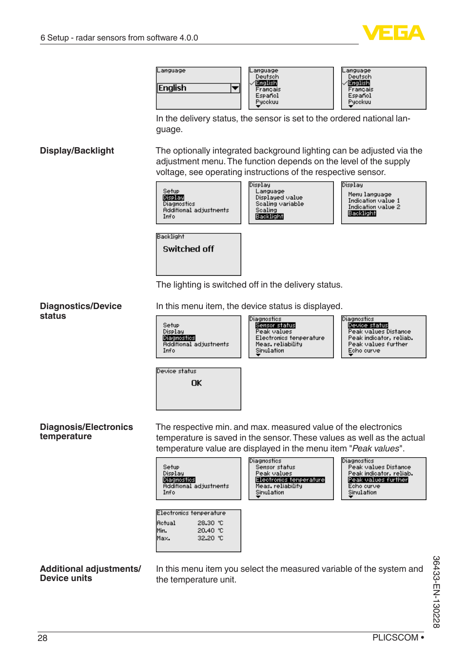 VEGA PLICSCOM User Manual | Page 28 / 44
