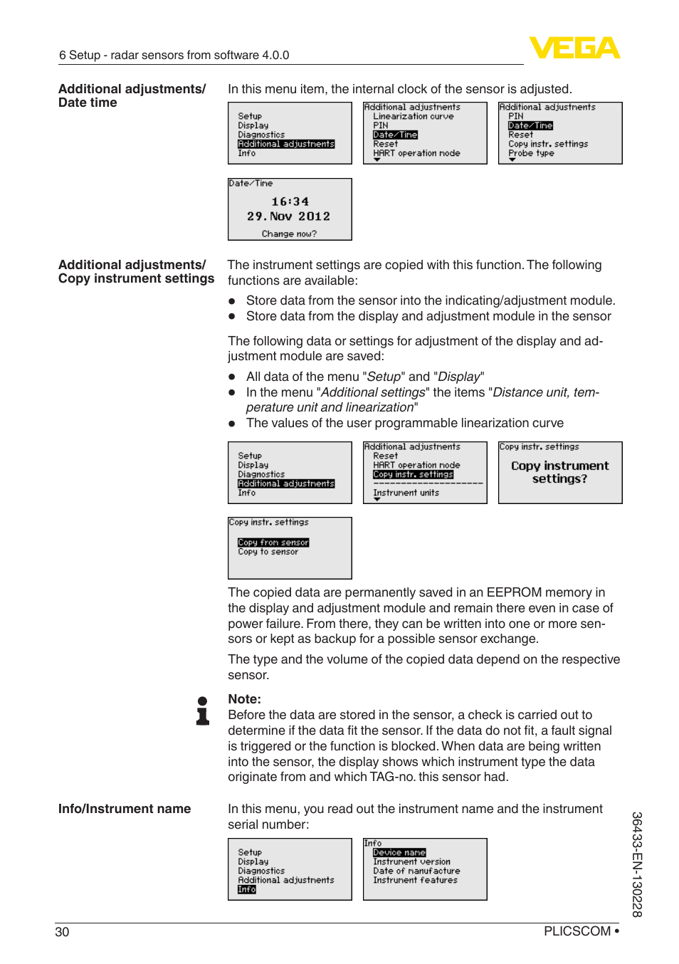 VEGA PLICSCOM User Manual | Page 30 / 44