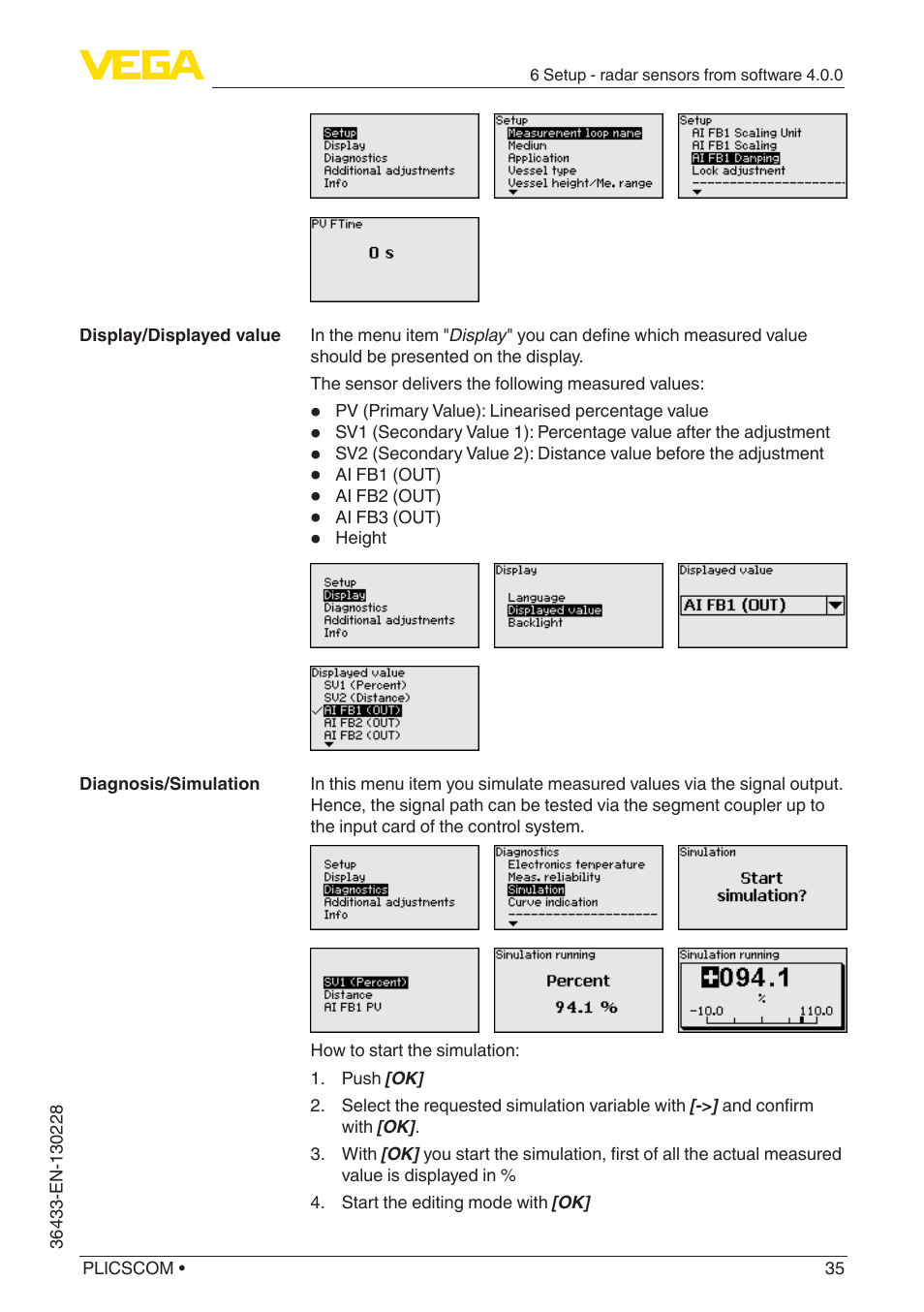 VEGA PLICSCOM User Manual | Page 35 / 44