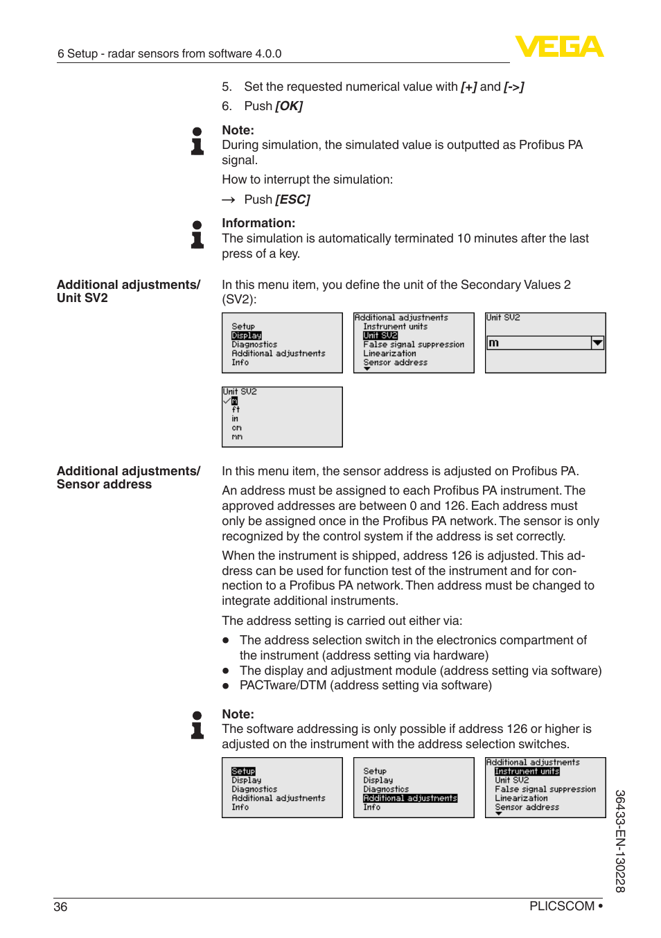 VEGA PLICSCOM User Manual | Page 36 / 44