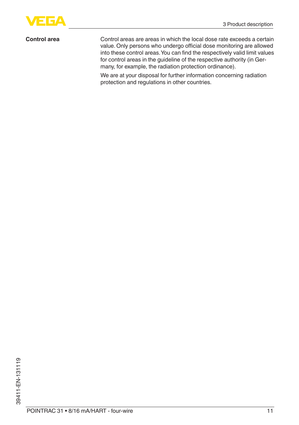 VEGA POINTRAC 31 8_16 mA_HART - four-wire User Manual | Page 11 / 56