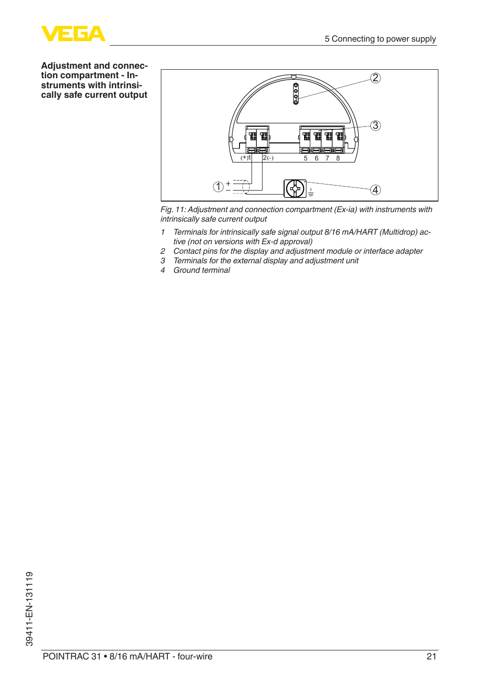 VEGA POINTRAC 31 8_16 mA_HART - four-wire User Manual | Page 21 / 56