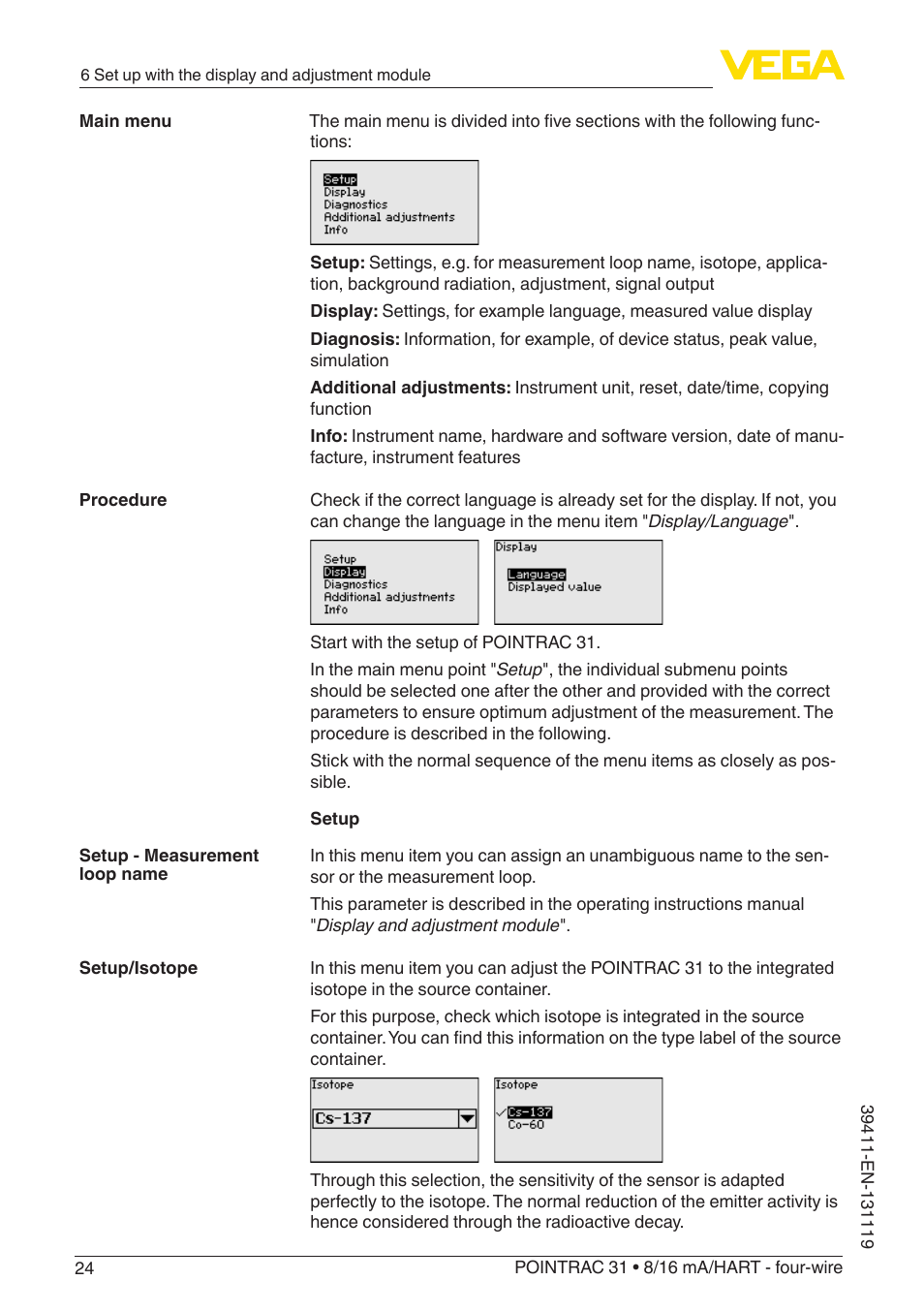 VEGA POINTRAC 31 8_16 mA_HART - four-wire User Manual | Page 24 / 56