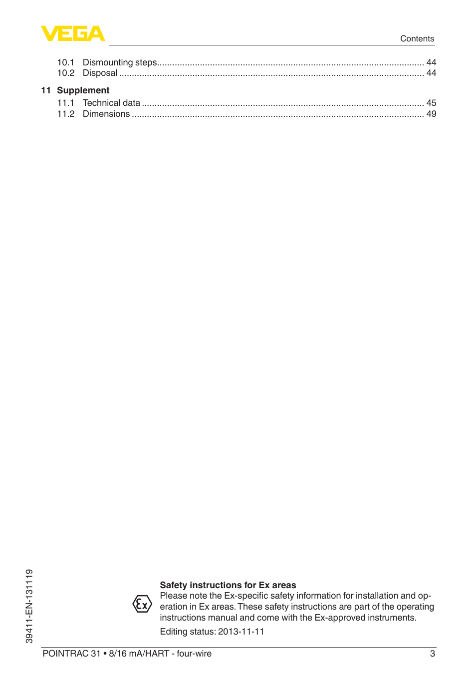 VEGA POINTRAC 31 8_16 mA_HART - four-wire User Manual | Page 3 / 56