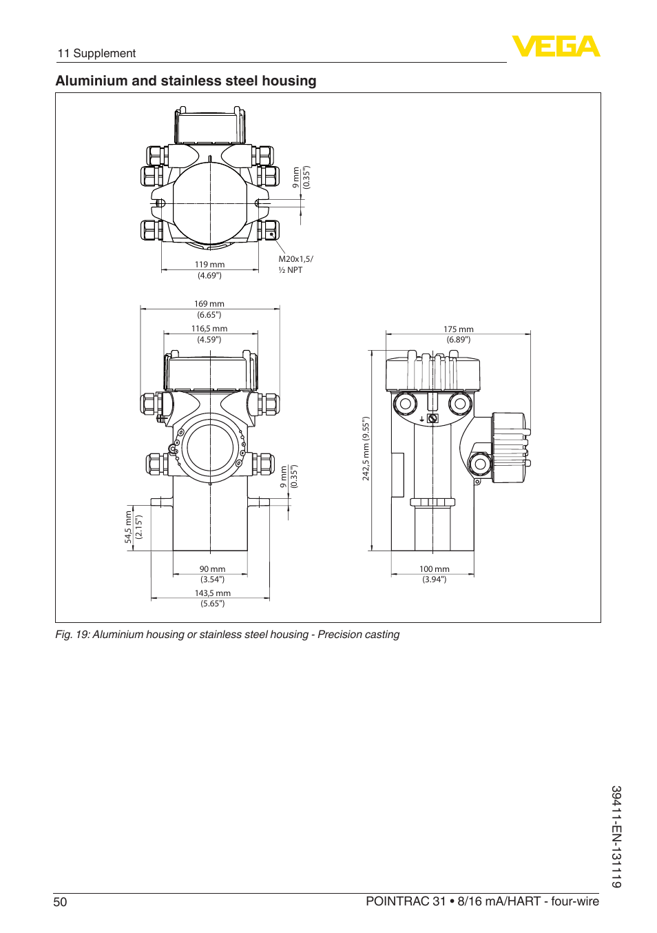 Aluminium and stainless steel housing | VEGA POINTRAC 31 8_16 mA_HART - four-wire User Manual | Page 50 / 56
