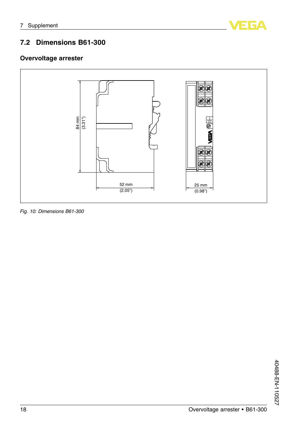 2 dimensions | VEGA B61-300 User Manual | Page 18 / 20
