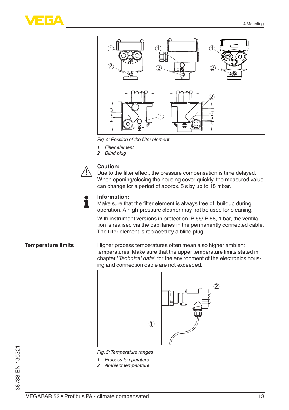 VEGA VEGABAR 52 Profibus PA - climate compensated User Manual | Page 13 / 76