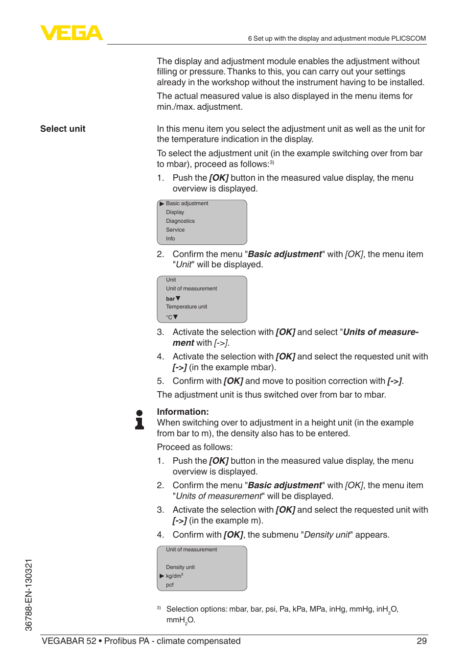 VEGA VEGABAR 52 Profibus PA - climate compensated User Manual | Page 29 / 76