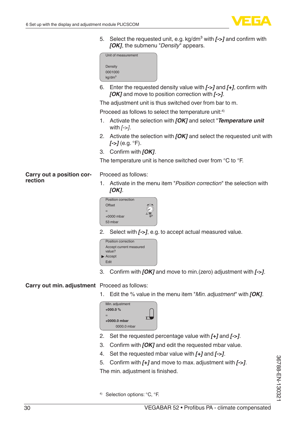 VEGA VEGABAR 52 Profibus PA - climate compensated User Manual | Page 30 / 76