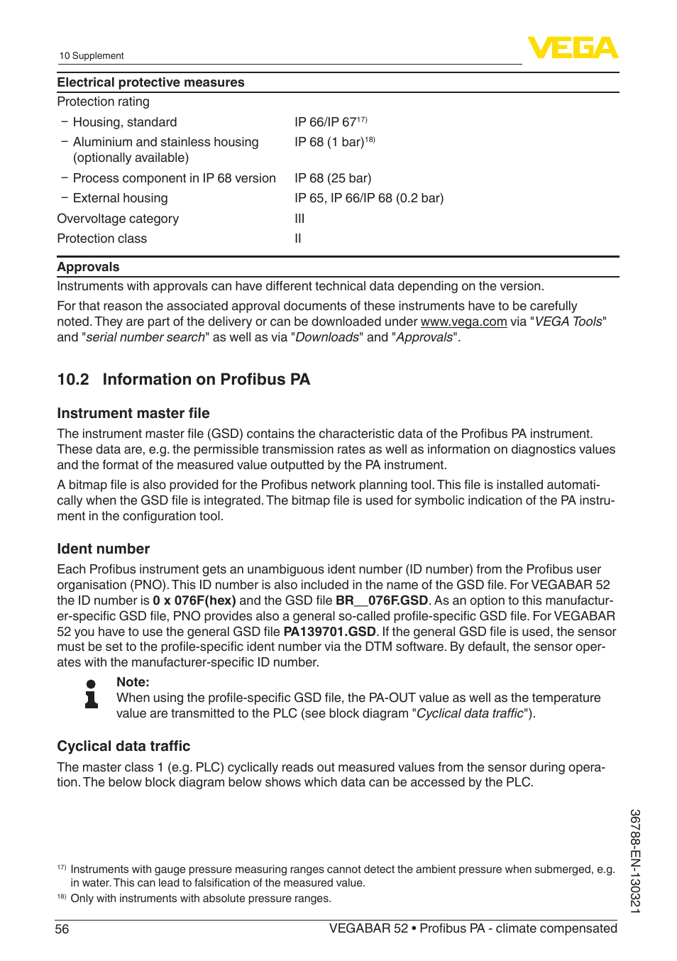2 information on profibus pa | VEGA VEGABAR 52 Profibus PA - climate compensated User Manual | Page 56 / 76