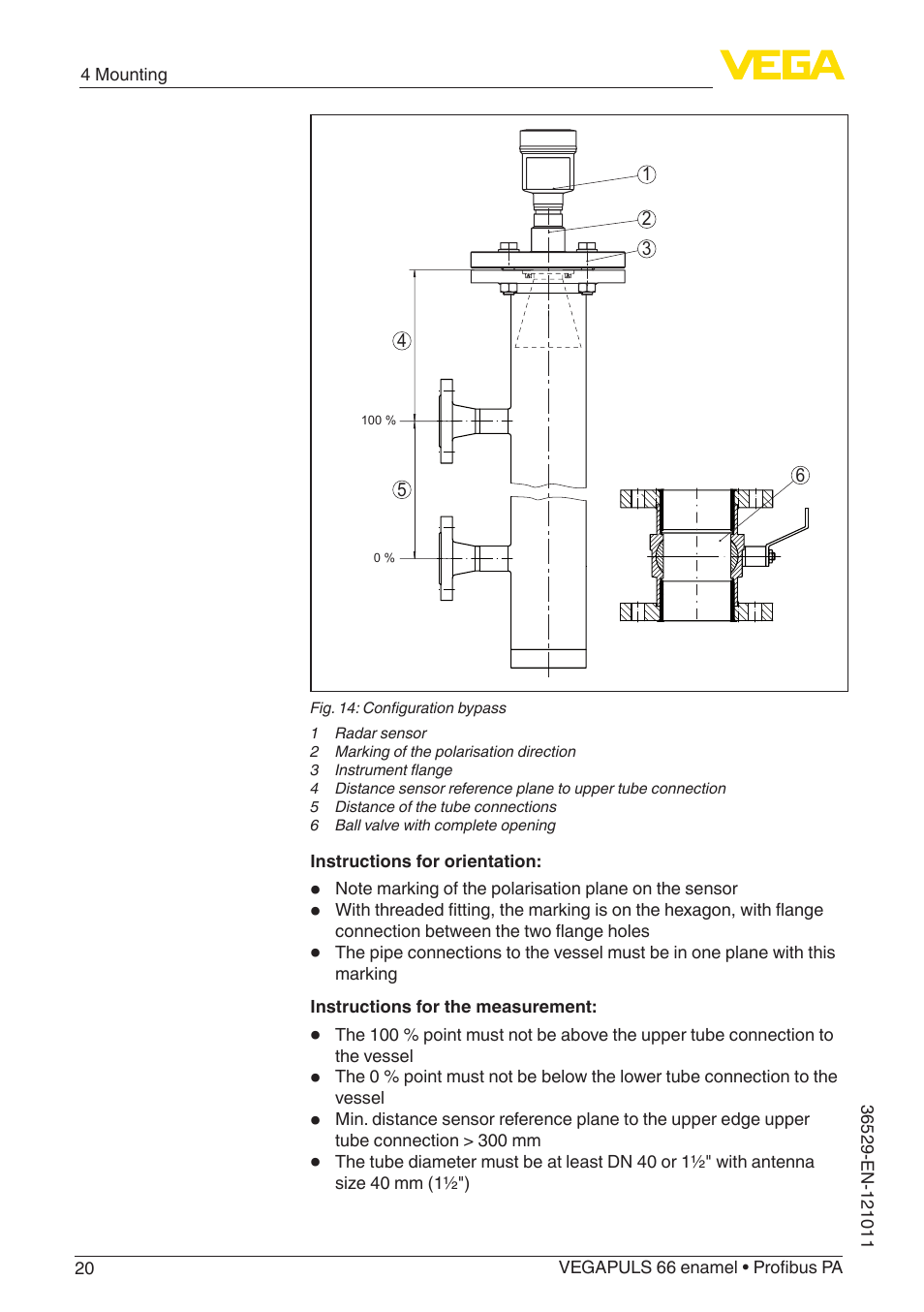 VEGA VEGAPULS 66 (≥ 2.0.0 - ≥ 4.0.0) enamel Profibus PA User Manual | Page 20 / 76