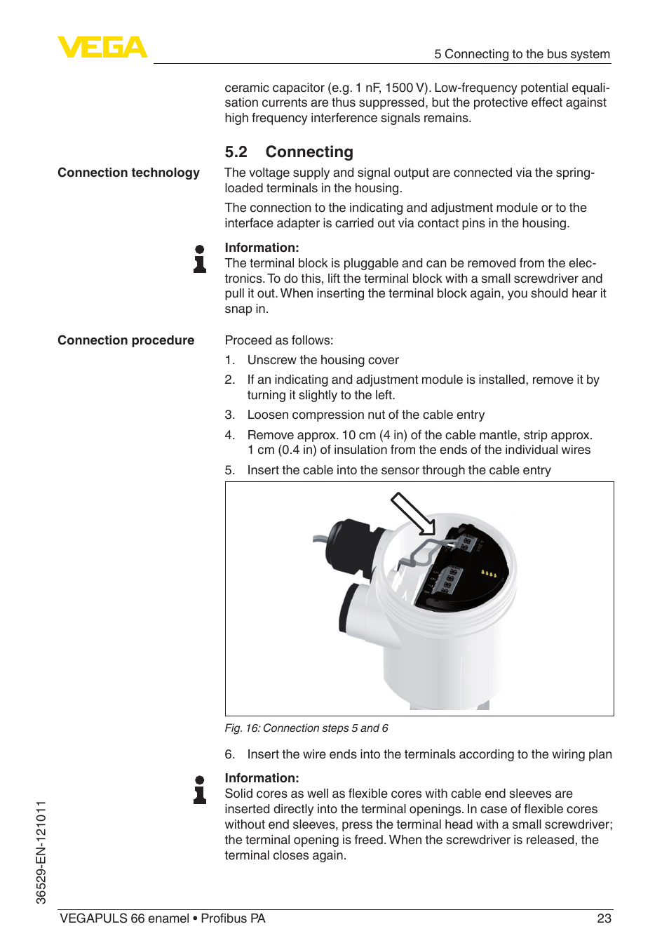 2 connecting | VEGA VEGAPULS 66 (≥ 2.0.0 - ≥ 4.0.0) enamel Profibus PA User Manual | Page 23 / 76