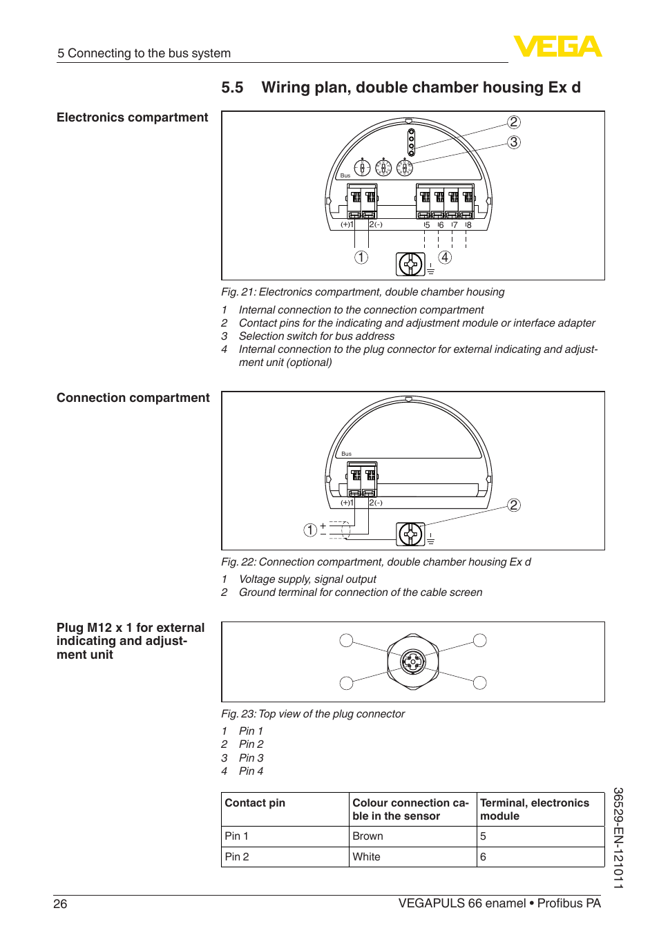 5 wiring plan, double chamber housing ex d | VEGA VEGAPULS 66 (≥ 2.0.0 - ≥ 4.0.0) enamel Profibus PA User Manual | Page 26 / 76