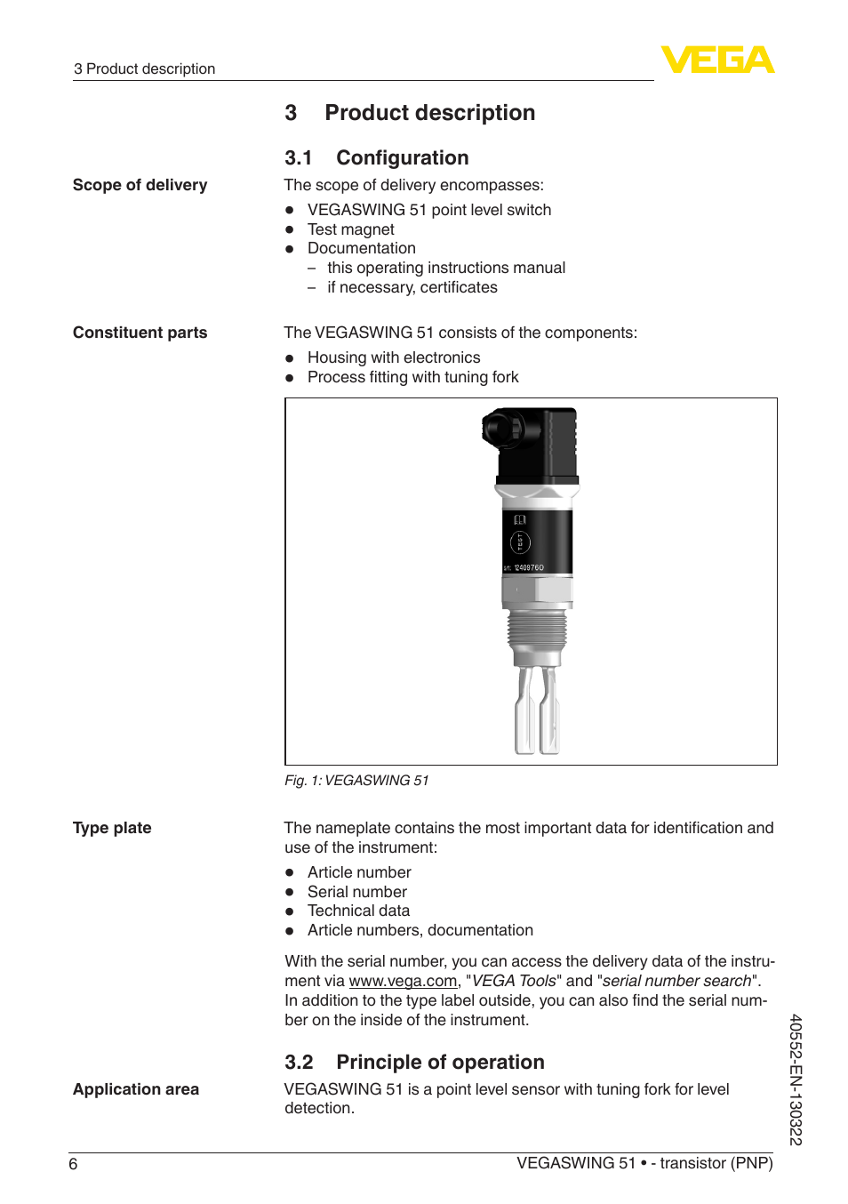 3 product description | VEGA VEGASWING 51 - transistor (PNP) User Manual | Page 6 / 32