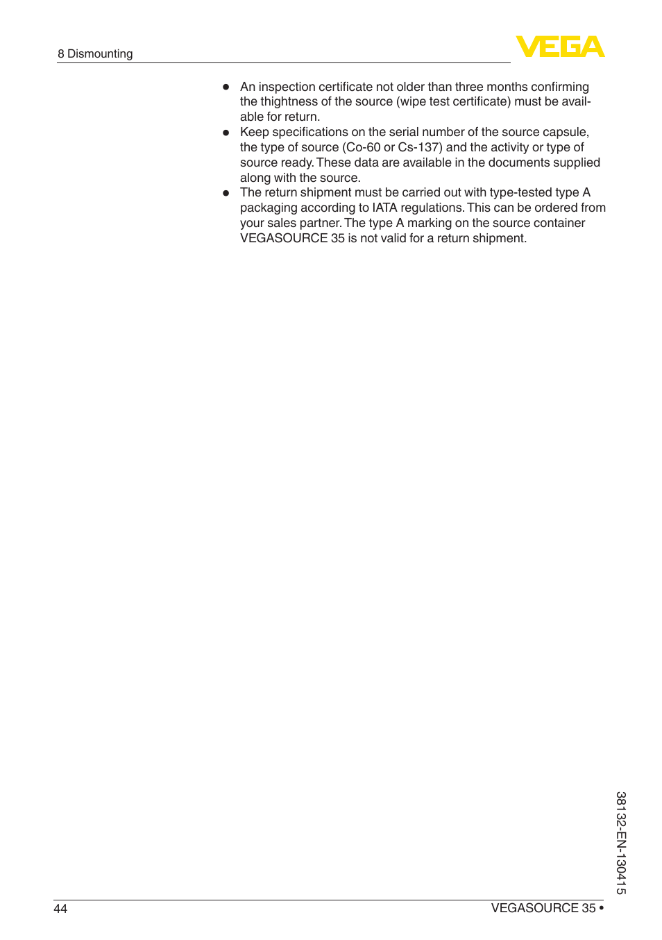 VEGA VEGASOURCE 35 User Manual | Page 44 / 64