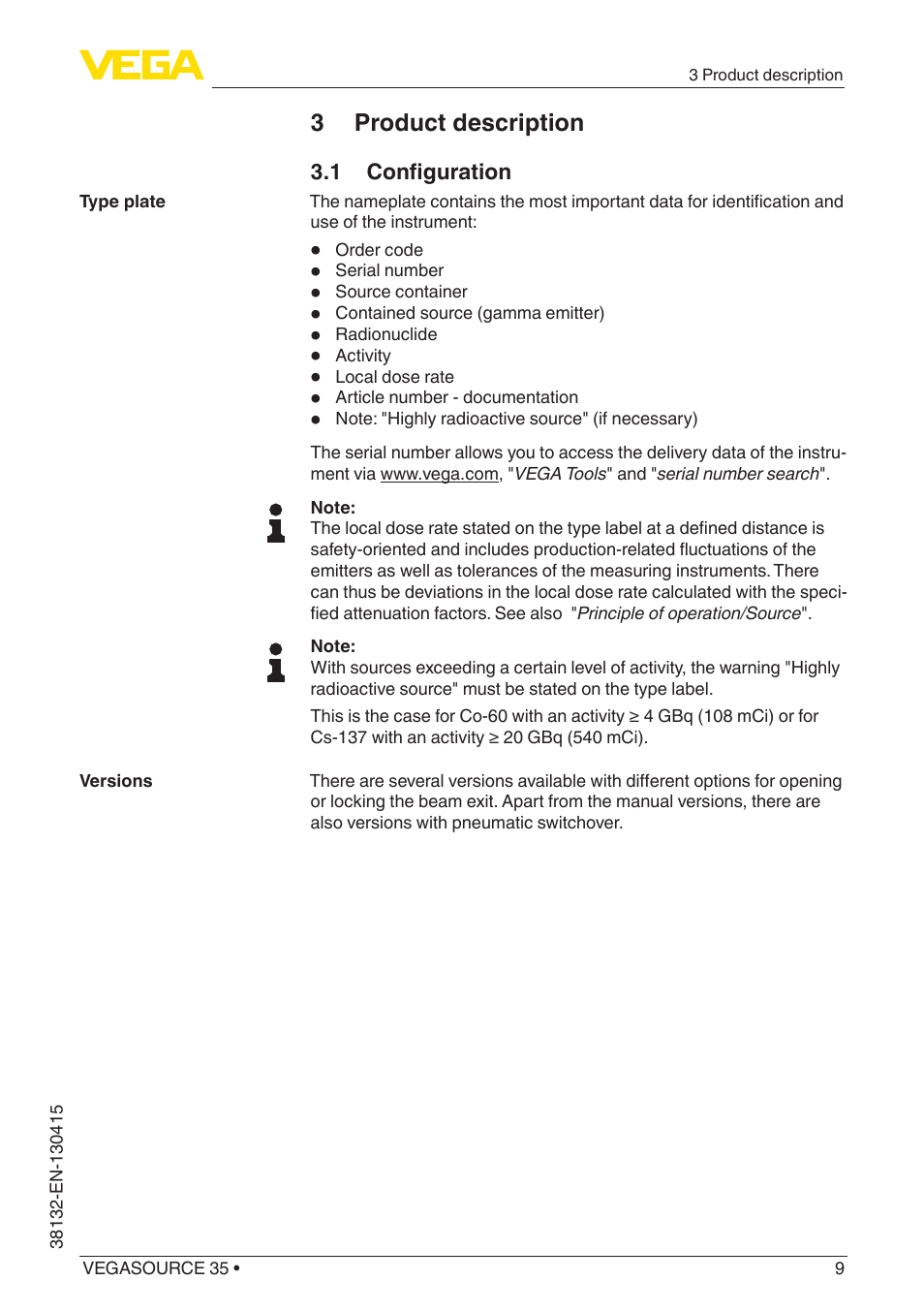 3 product description | VEGA VEGASOURCE 35 User Manual | Page 9 / 64