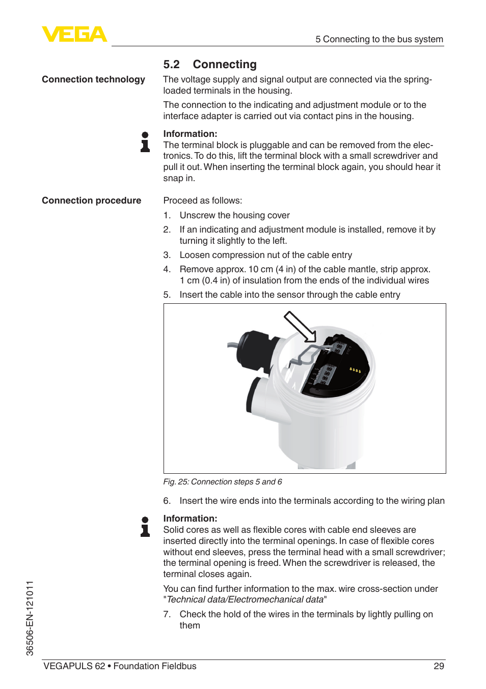 2 connecting | VEGA VEGAPULS 62 (≥ 2.0.0 - ≥ 4.0.0) Foundation Fieldbus User Manual | Page 29 / 88