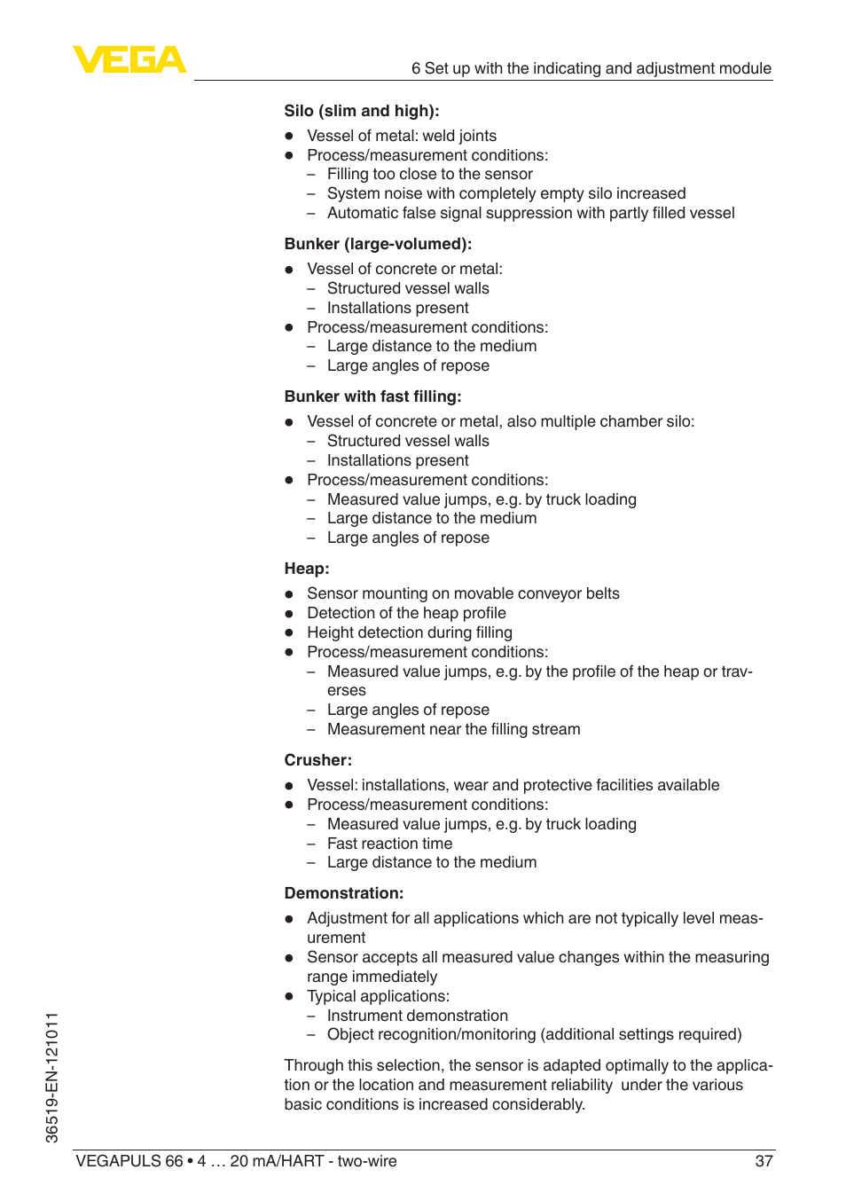 VEGA VEGAPULS 66 (≥ 2.0.0 - ≥ 4.0.0) 4 … 20 mA_HART - two-wire User Manual | Page 37 / 80