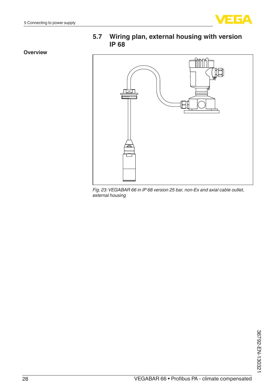 7 wiring plan, external housing with version ip 68 | VEGA VEGABAR 66 Profibus PA - climate compensated User Manual | Page 28 / 76