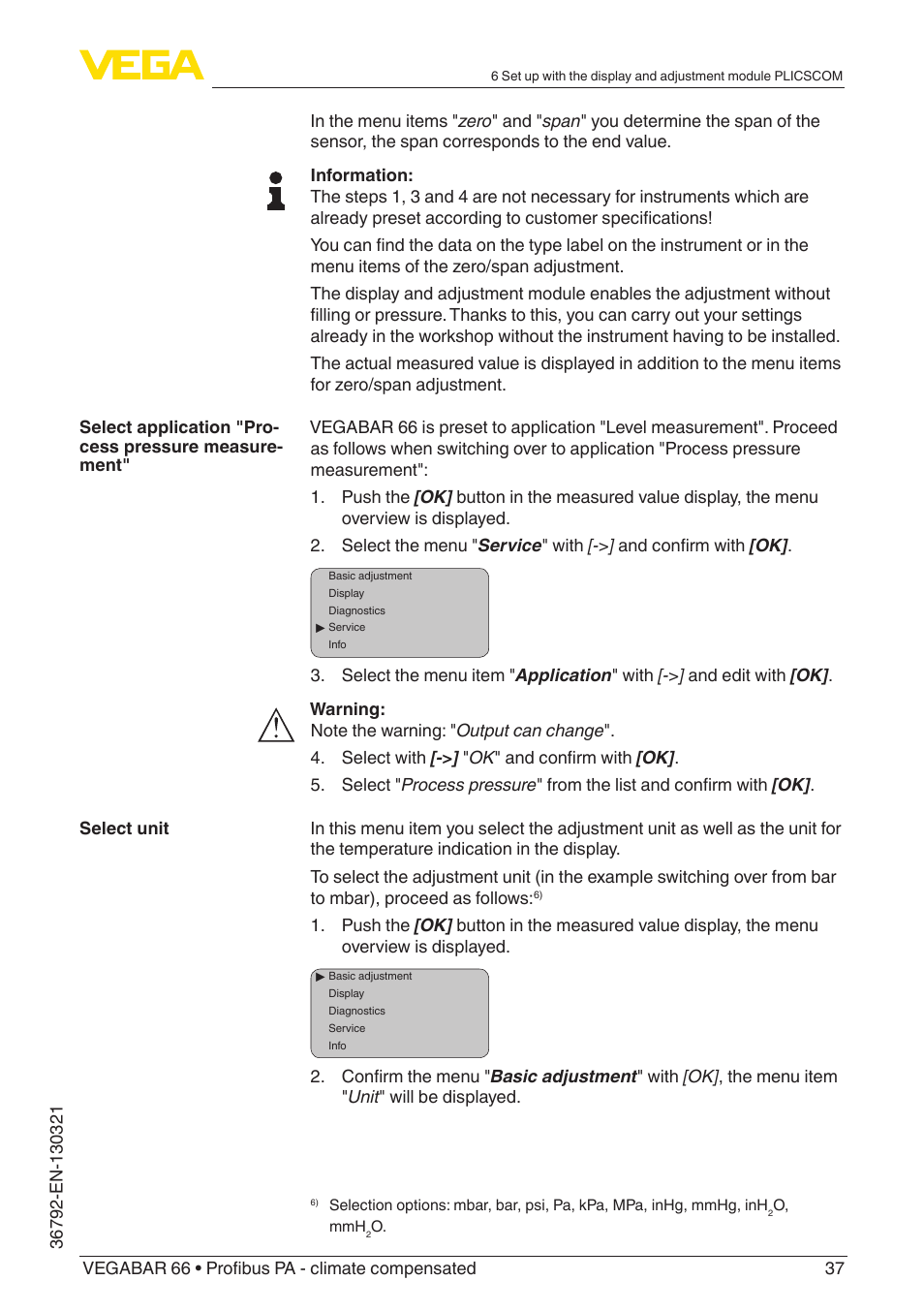 VEGA VEGABAR 66 Profibus PA - climate compensated User Manual | Page 37 / 76